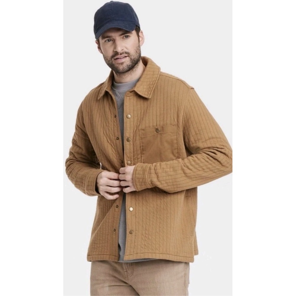Goodfellow & Co Brown Quilted Soft Shirt Jacket Size L‎ NWT